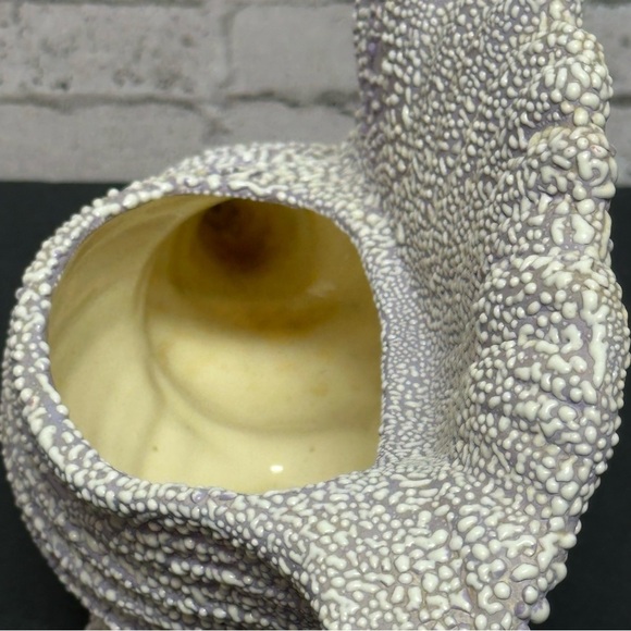 Conch Shell Shaped White Purple Ceramic Decor Cobblestone Pebble Glaze - Picture 6 of 16